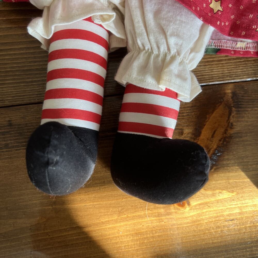 RARE RAGGEDY ANN & ANDY 18” RAG DOLL SET Handmade Red Dress W Stars & Apron VGUC - Picture 7 of 16
